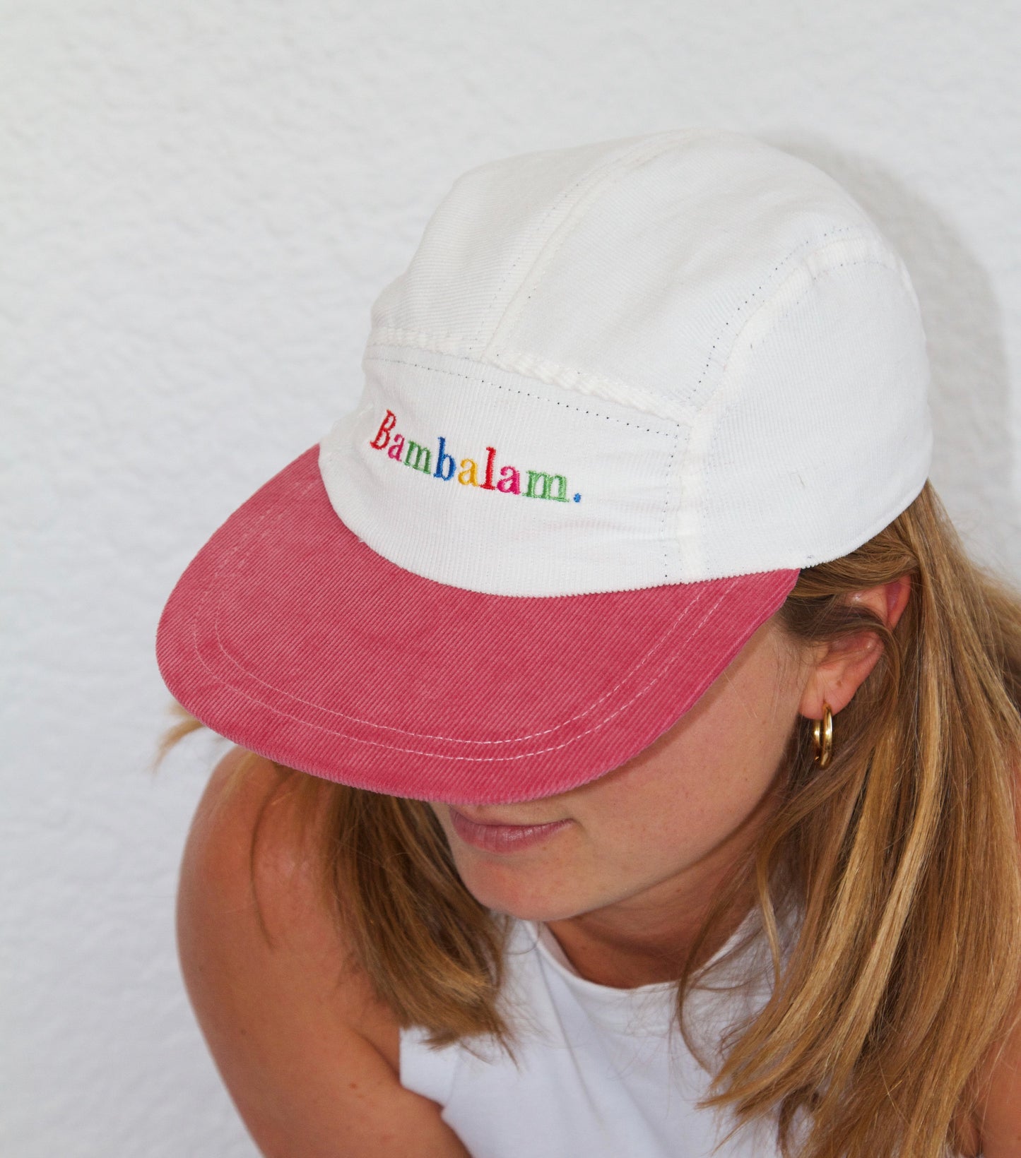 Rainbow Bambalam - Pink corduroy - 5 Panel Cap