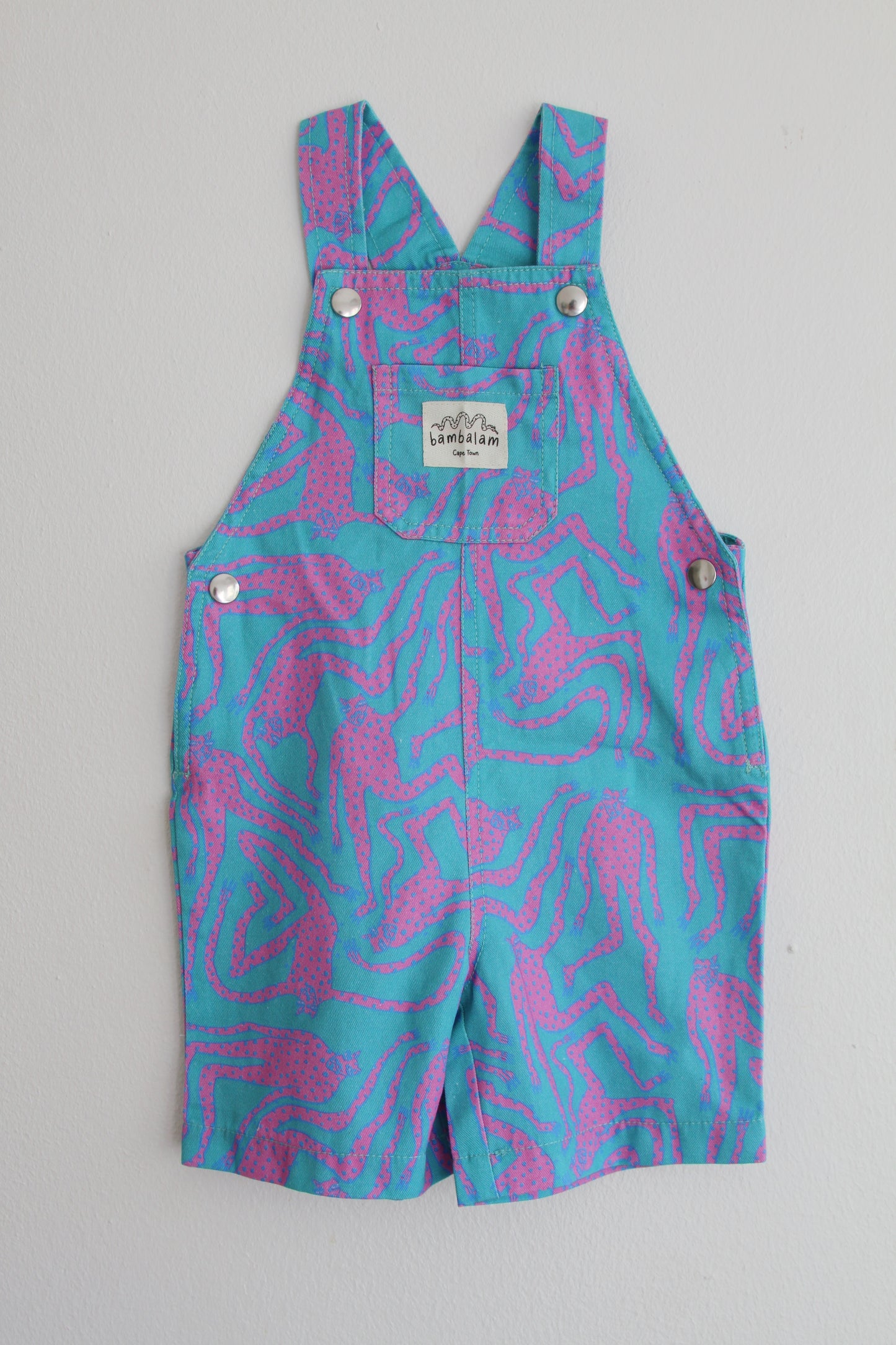 'Lazy Leopards' Kids short dungaree