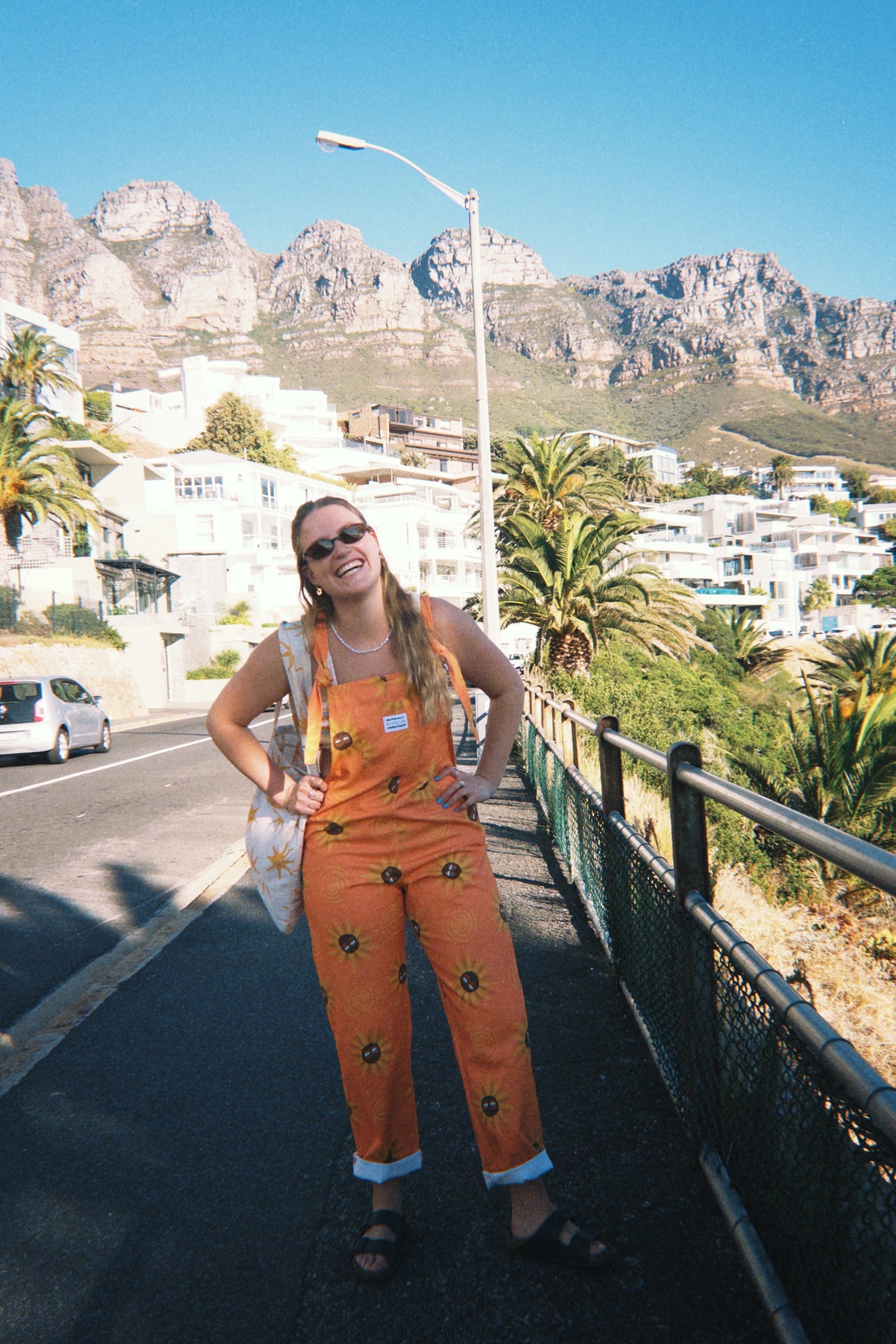 'Orange Sunflowers' Long dungaree
