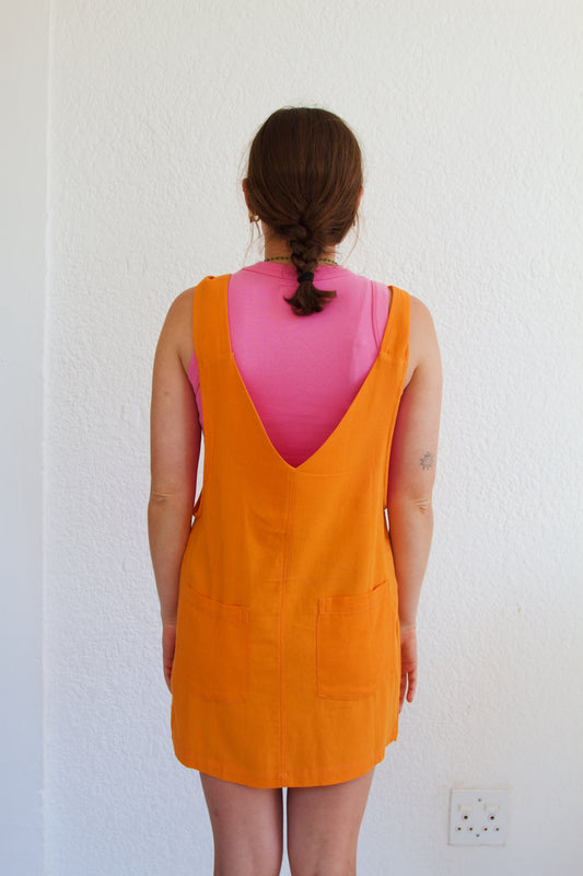 'Orange ray-linen' Dress dungaree