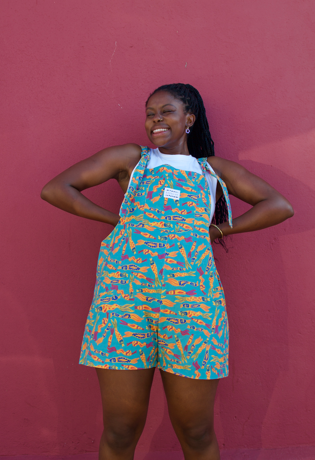 'Funky fish' Short dungaree