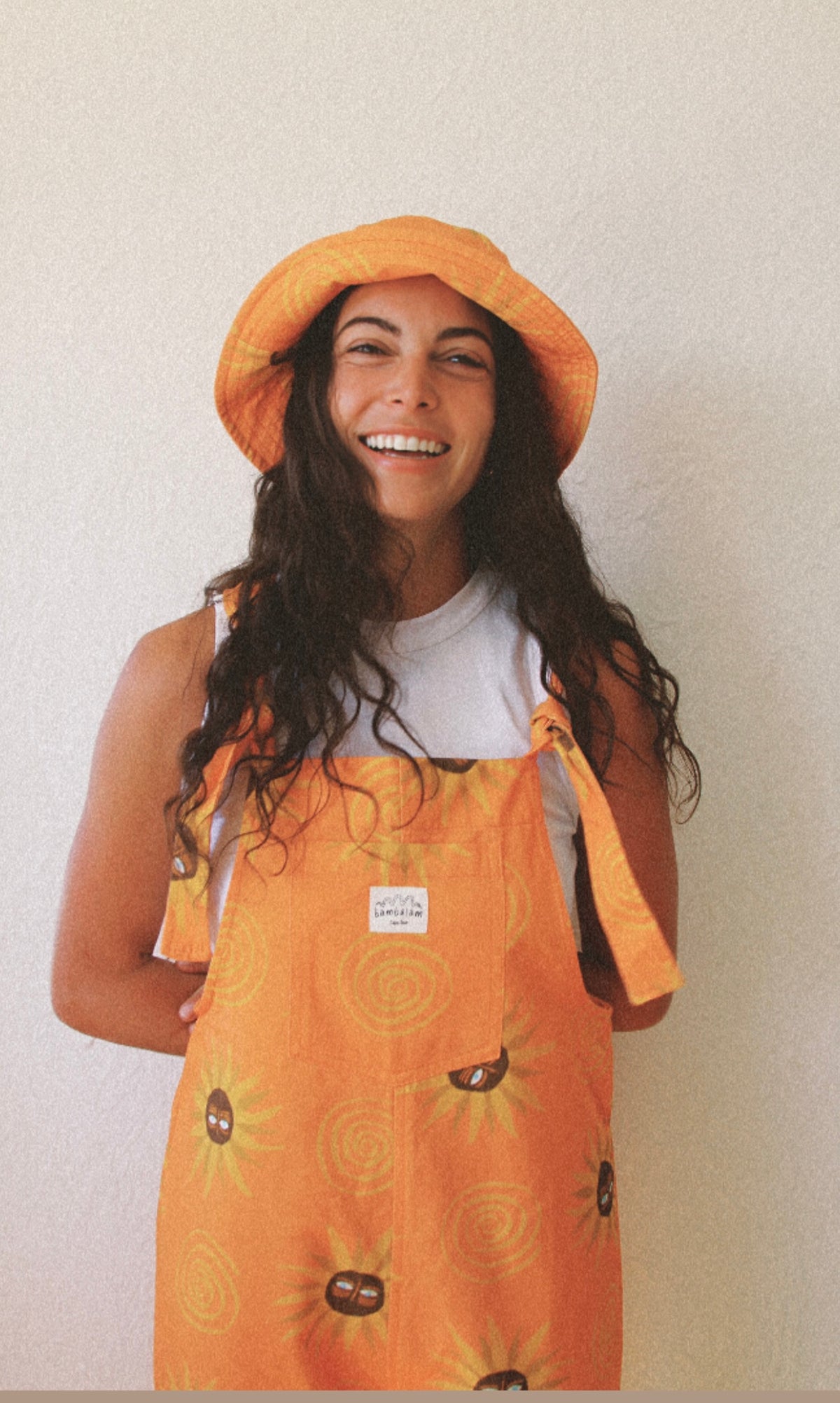 'Orange Sunflowers' Long dungaree