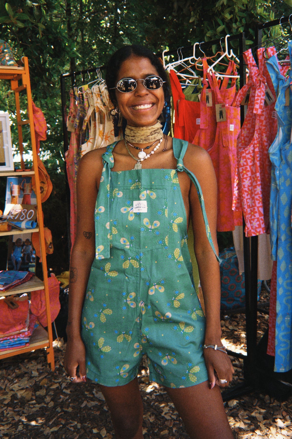 'Disco Butterflies' Short dungaree