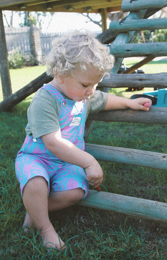 'Lazy Leopards' Kids short dungaree