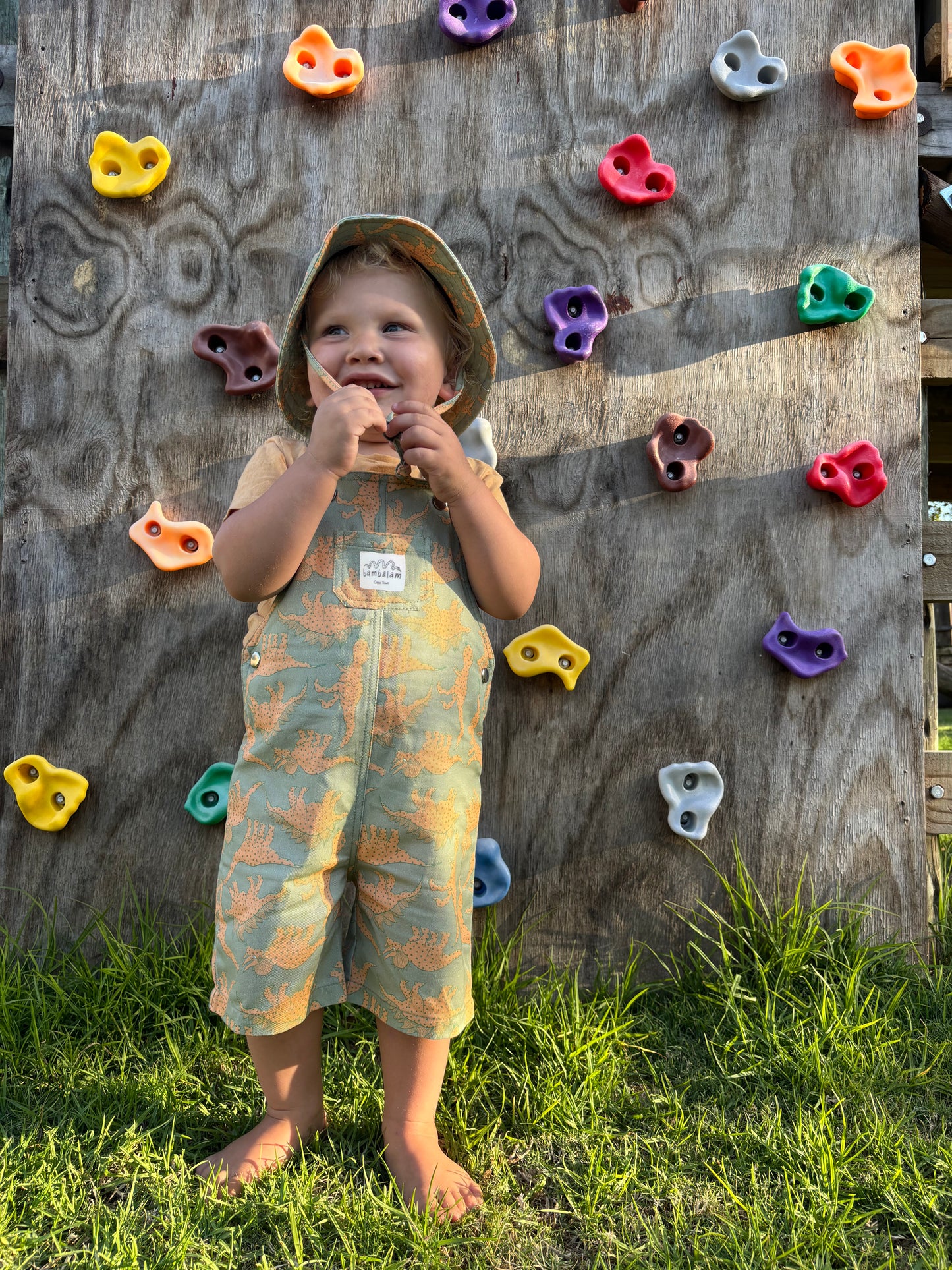 'Green dinosaurs' Kids short dungaree