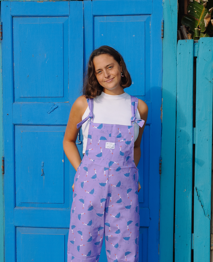 'Flirty fowl' Long dungaree