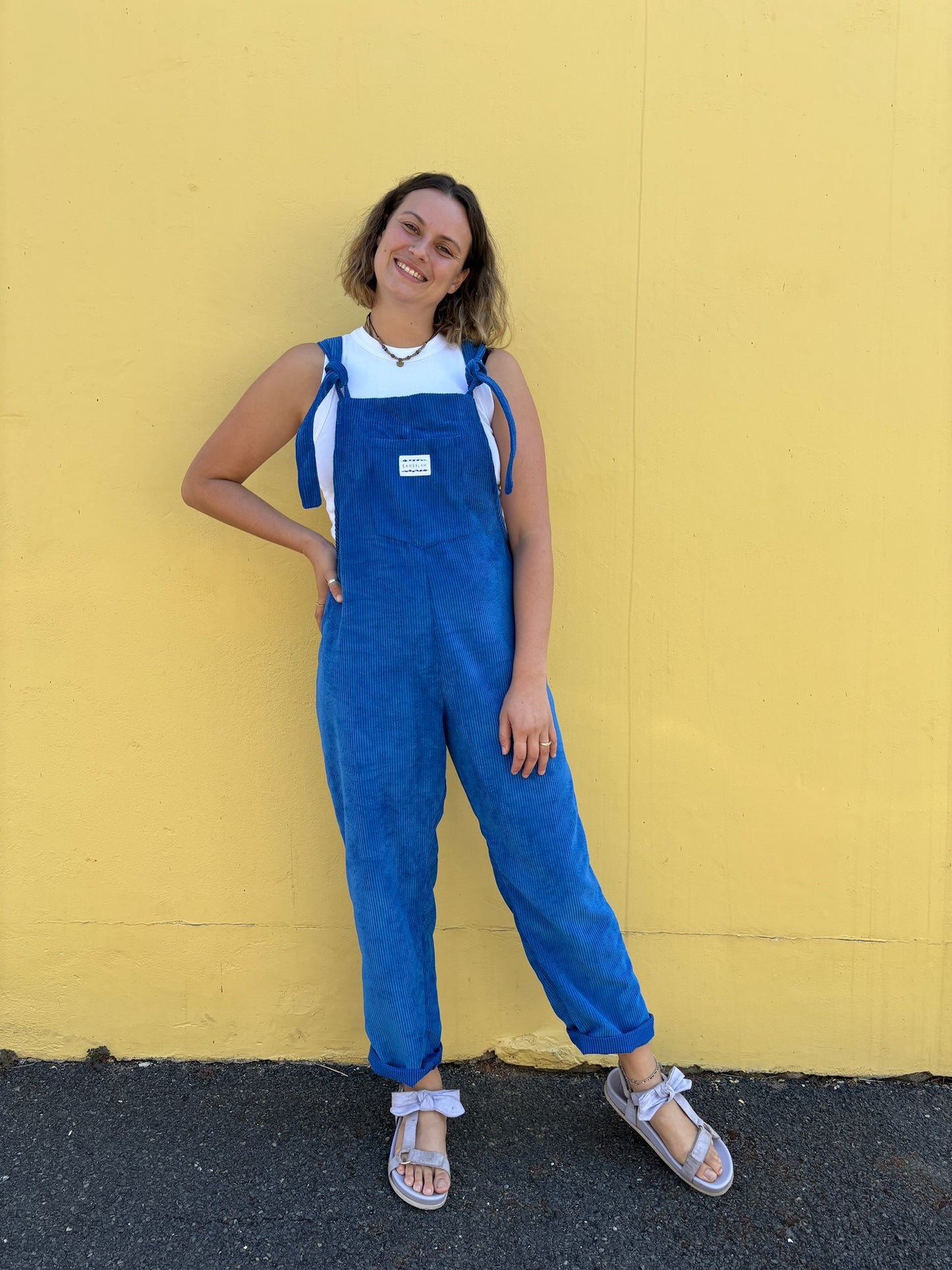 'Blue corduroy’ Long dungaree