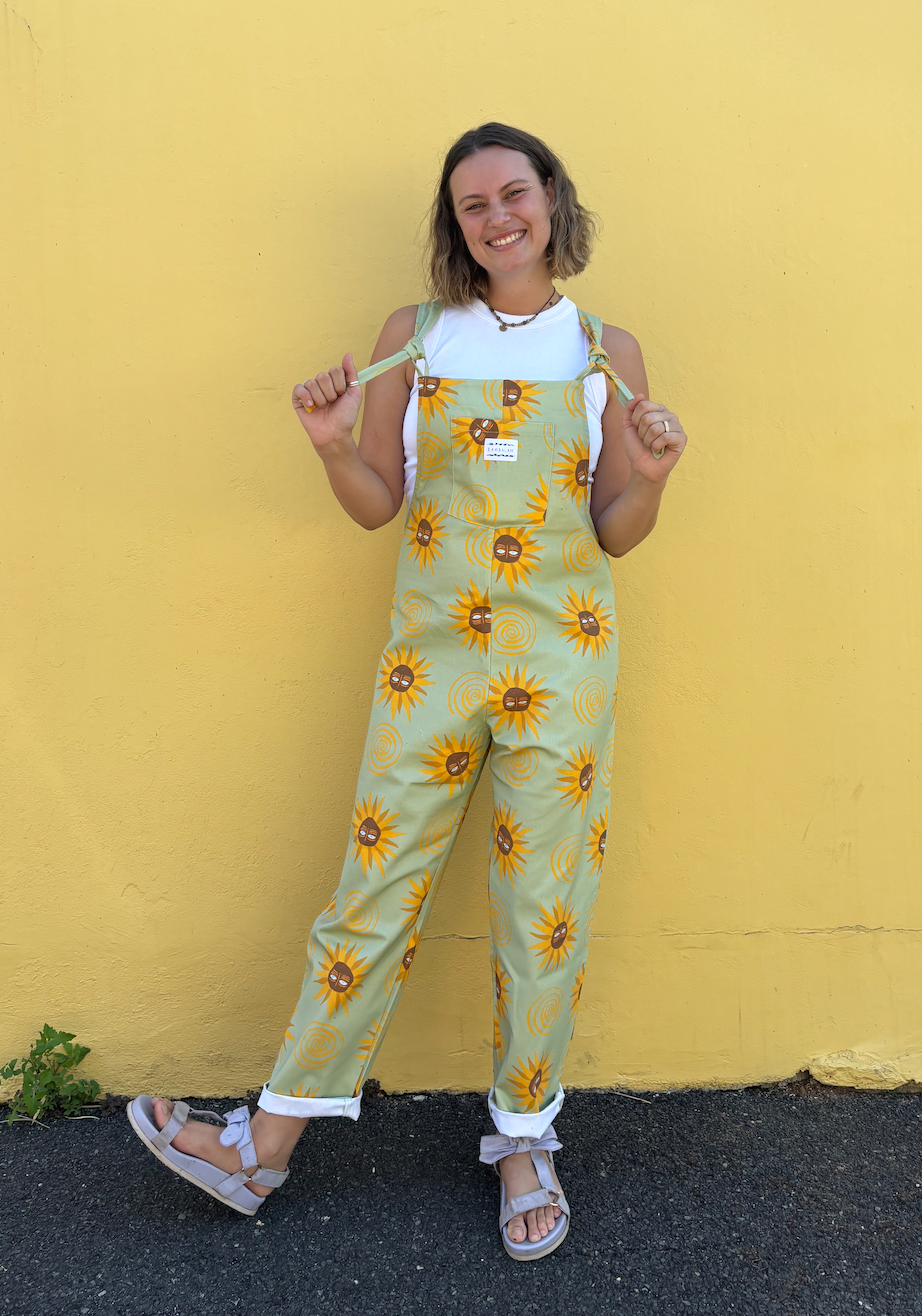 'Sage Sunflower' Long dungaree