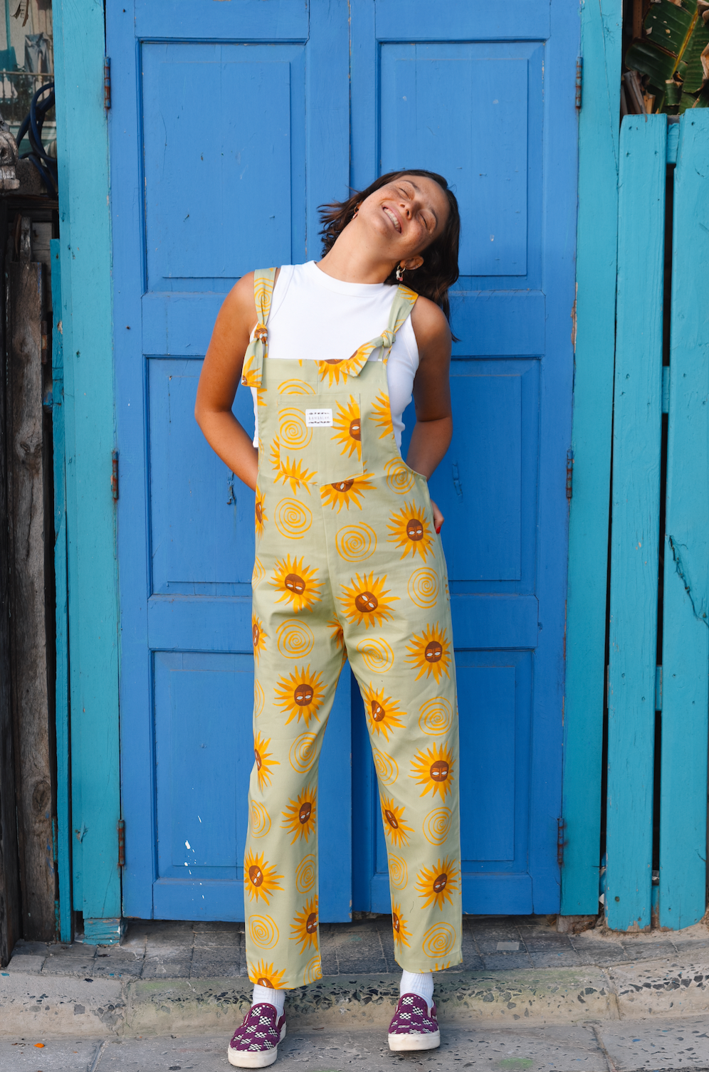 'Sage Sunflower' Long dungaree