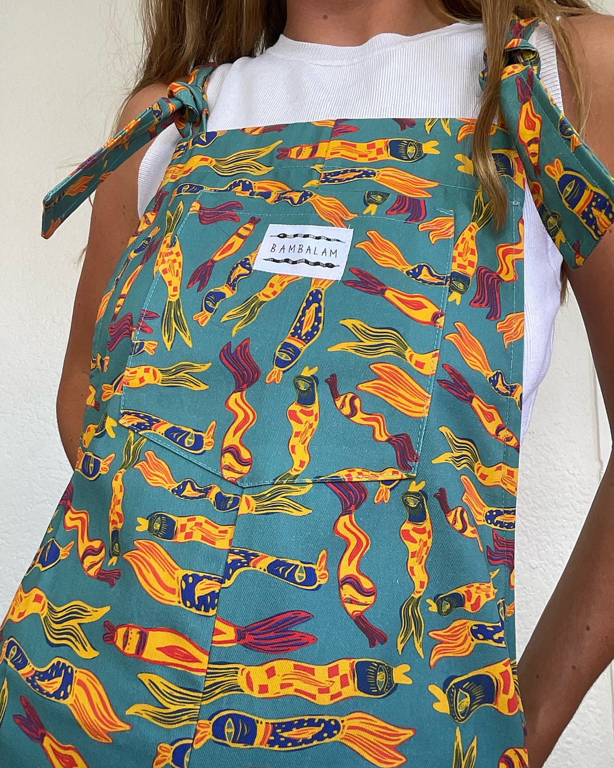 'Funky fish' Short dungaree
