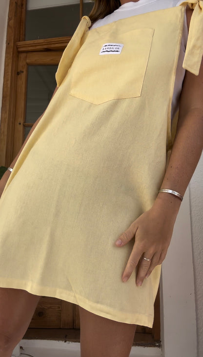 'Baby yellow ray-linen' Dress dungaree