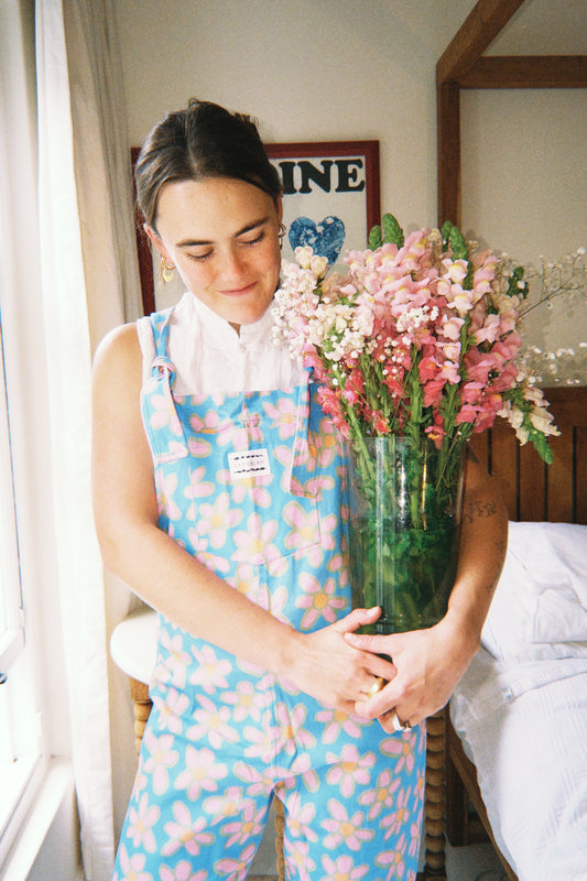 'Oopsie Daisies blue' Long dungaree