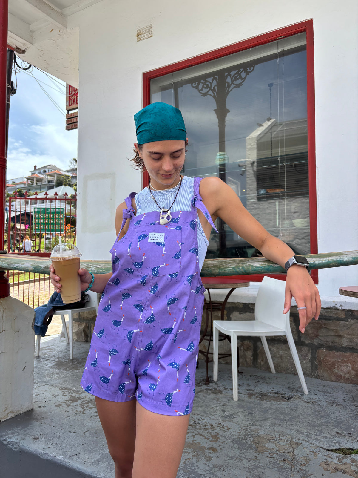'Flirty Fowl' Short dungaree