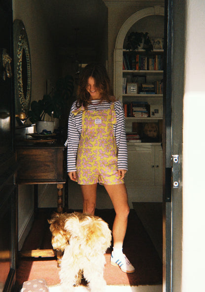'Oopsie Daisies yellow' Short dungaree