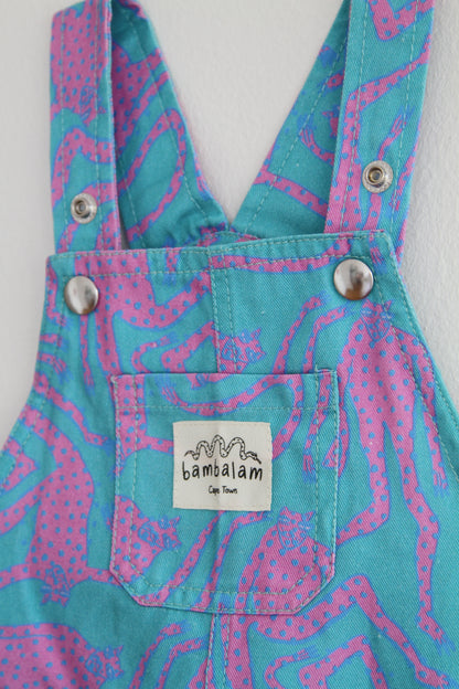 'Lazy Leopards' Kids short dungaree