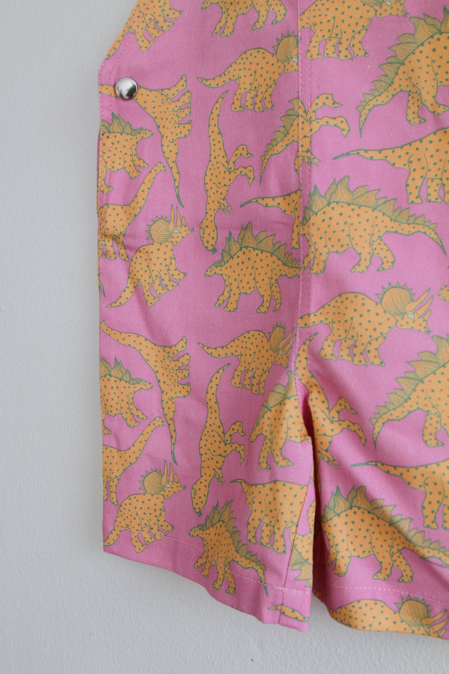 'Baby pink dinosaurs' Kids short dungaree