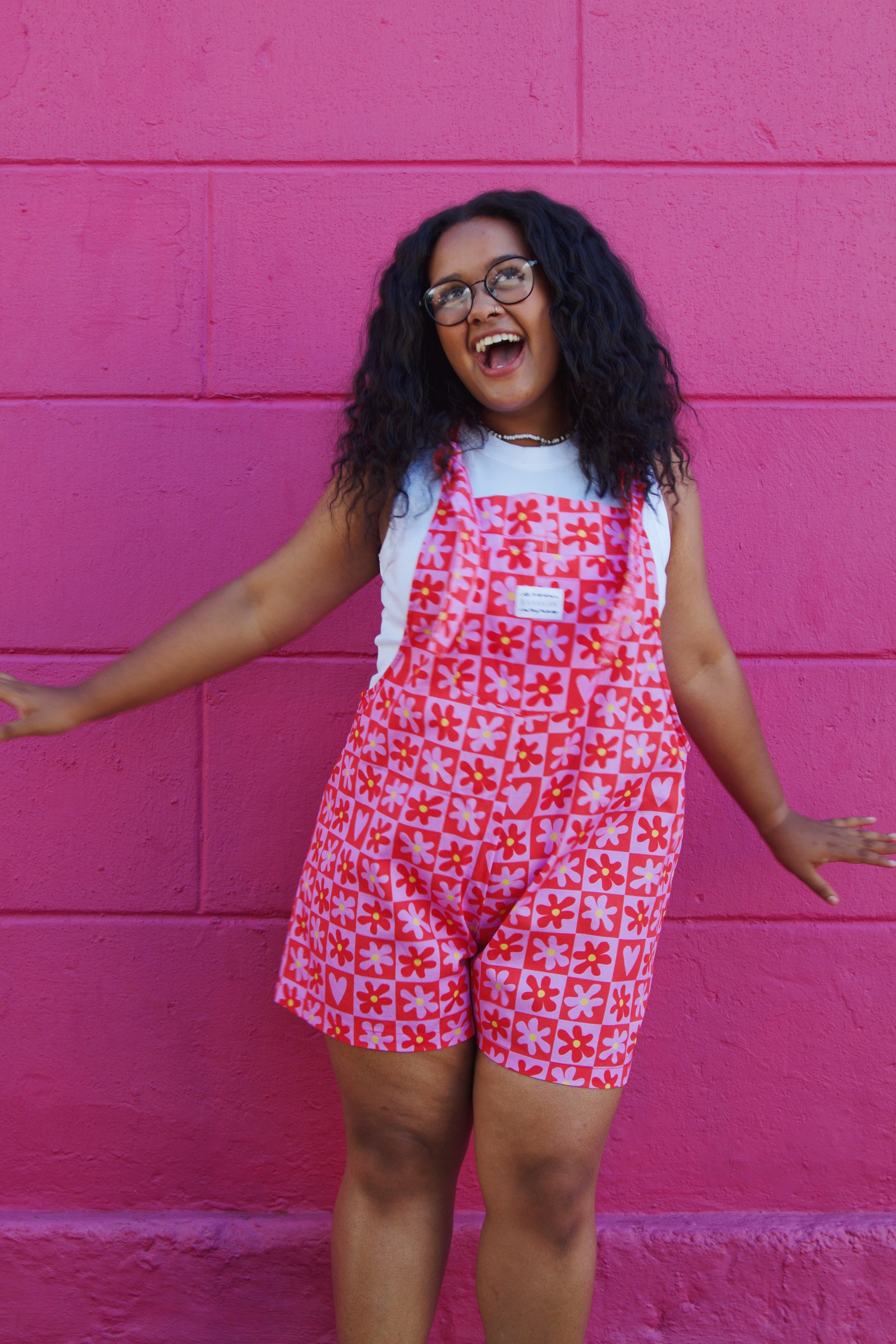 Red dungaree shorts shop