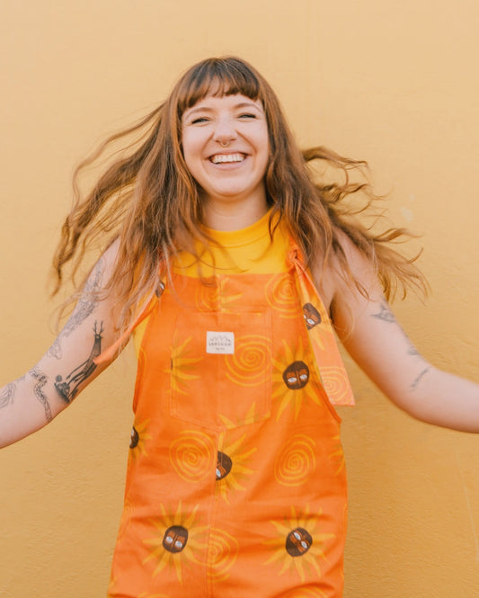 'Orange Sunflowers' Short dungaree *NEW